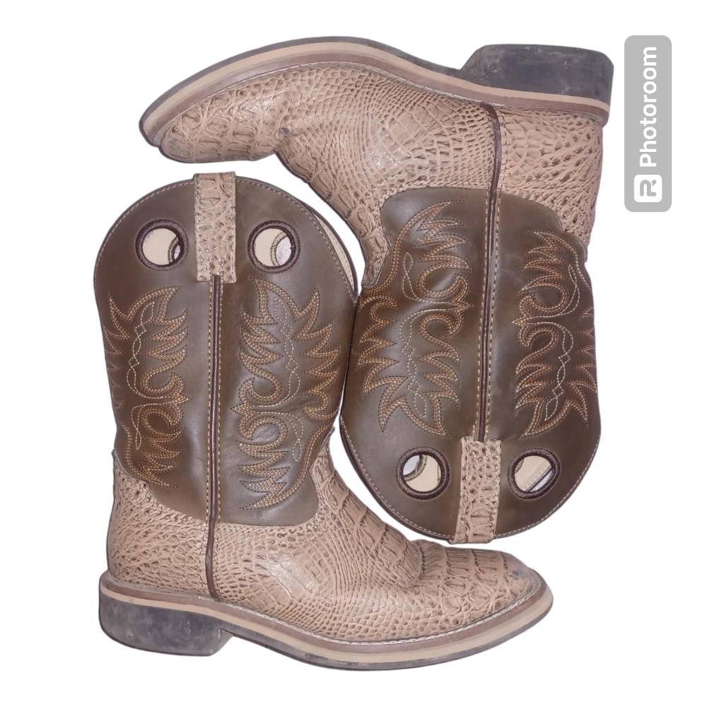 Smoky Mountain Boots Square Toe Kids Size 2 Brown/Tan Mid Calf